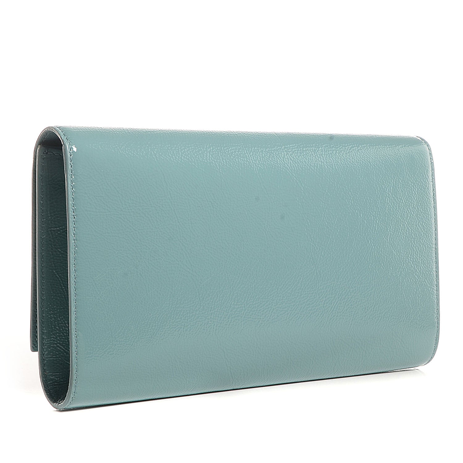 Saint Laurent Textured Patent Large Belle De Jour Clutch Light Green 3 of 7