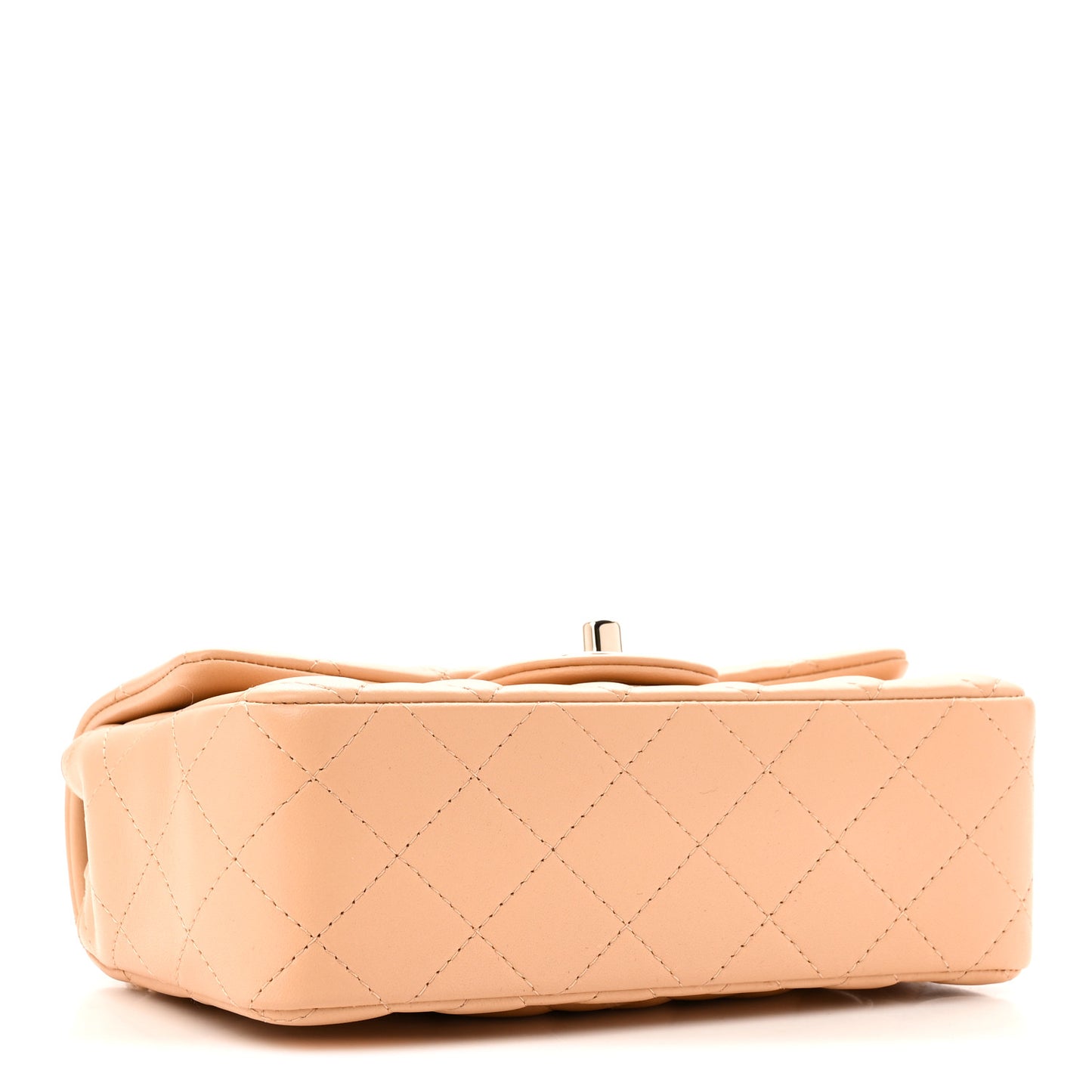 Lambskin Quilted Mini Rectangular Flap Beige