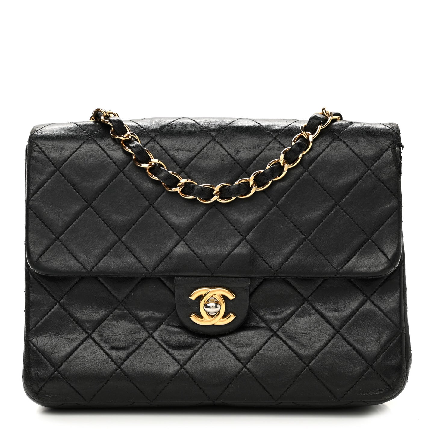 Lambskin Quilted Small Single Flap Black