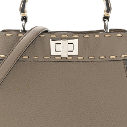 Fendi Vitello Granato Camoscio Macro Stitching Selleria Mini Peekaboo Iconic Satchel Tartufo 8 of 11