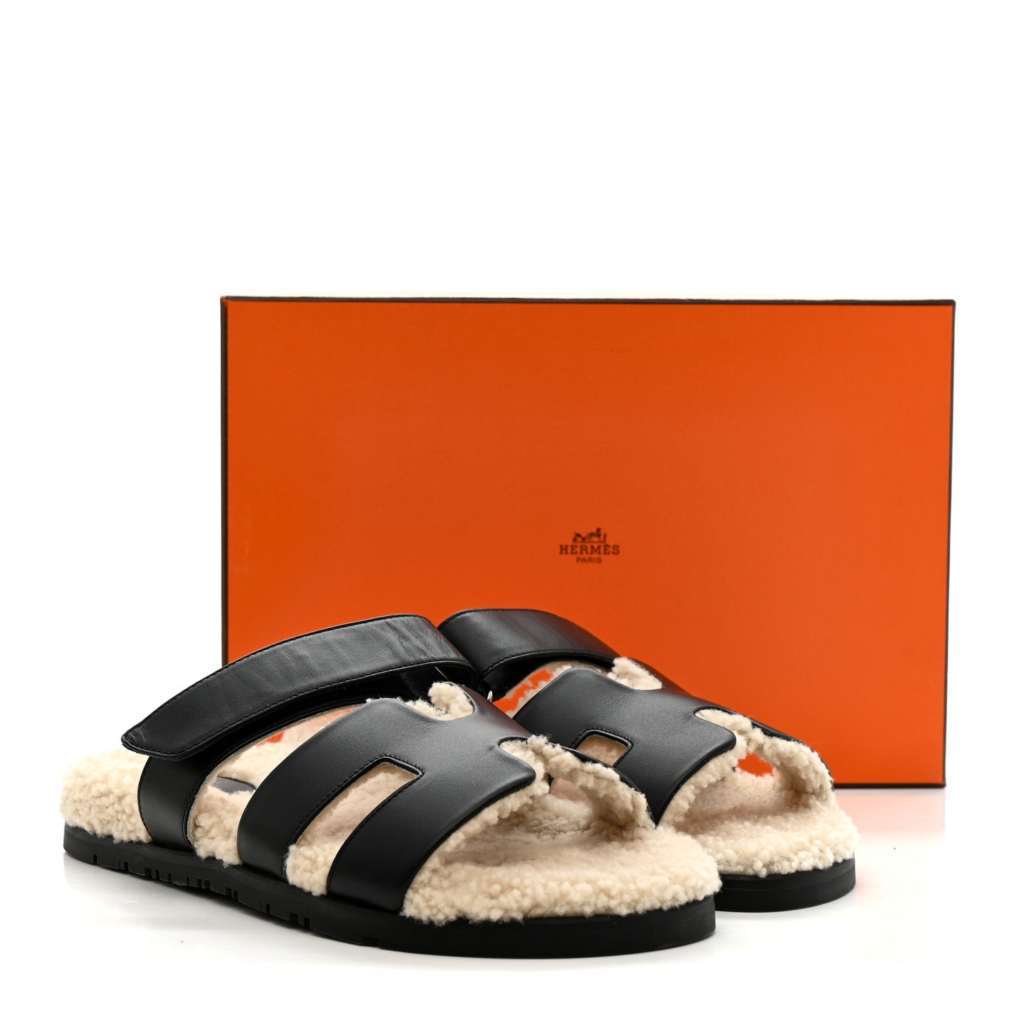 Calfskin Woolskin Womens Chypre Sandals 39 Black Ecru