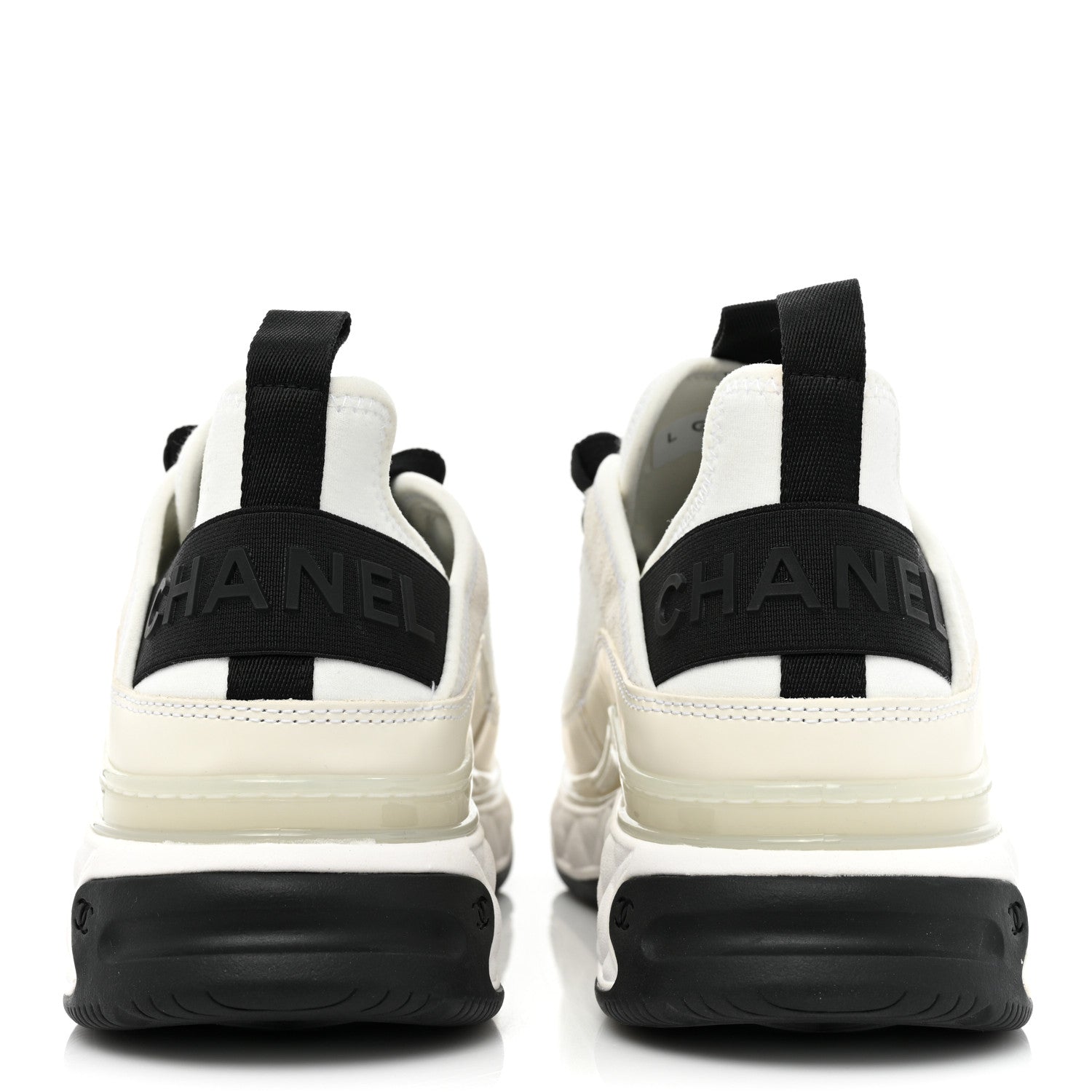 Chanel Velvet Calfskin Mixed Fibers CC Sneakers 38.5 Ivory Black 4 of 11