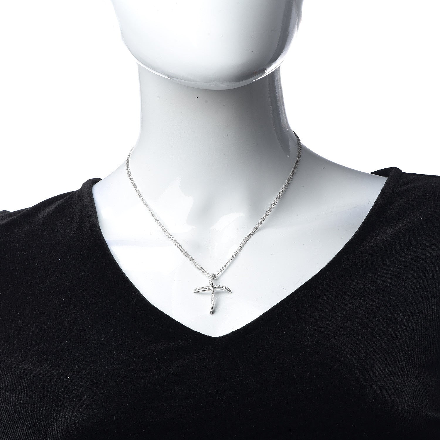 Damiani 18K White Gold Diamond Cross Pendant Necklace 2 of 6