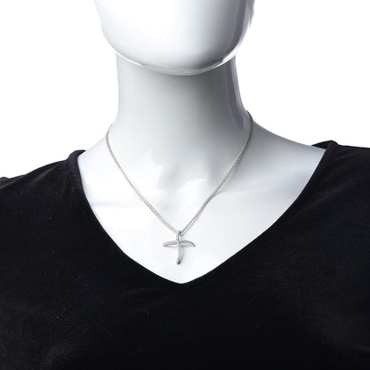 Damiani 18K White Gold Diamond Cross Pendant Necklace 2 of 6