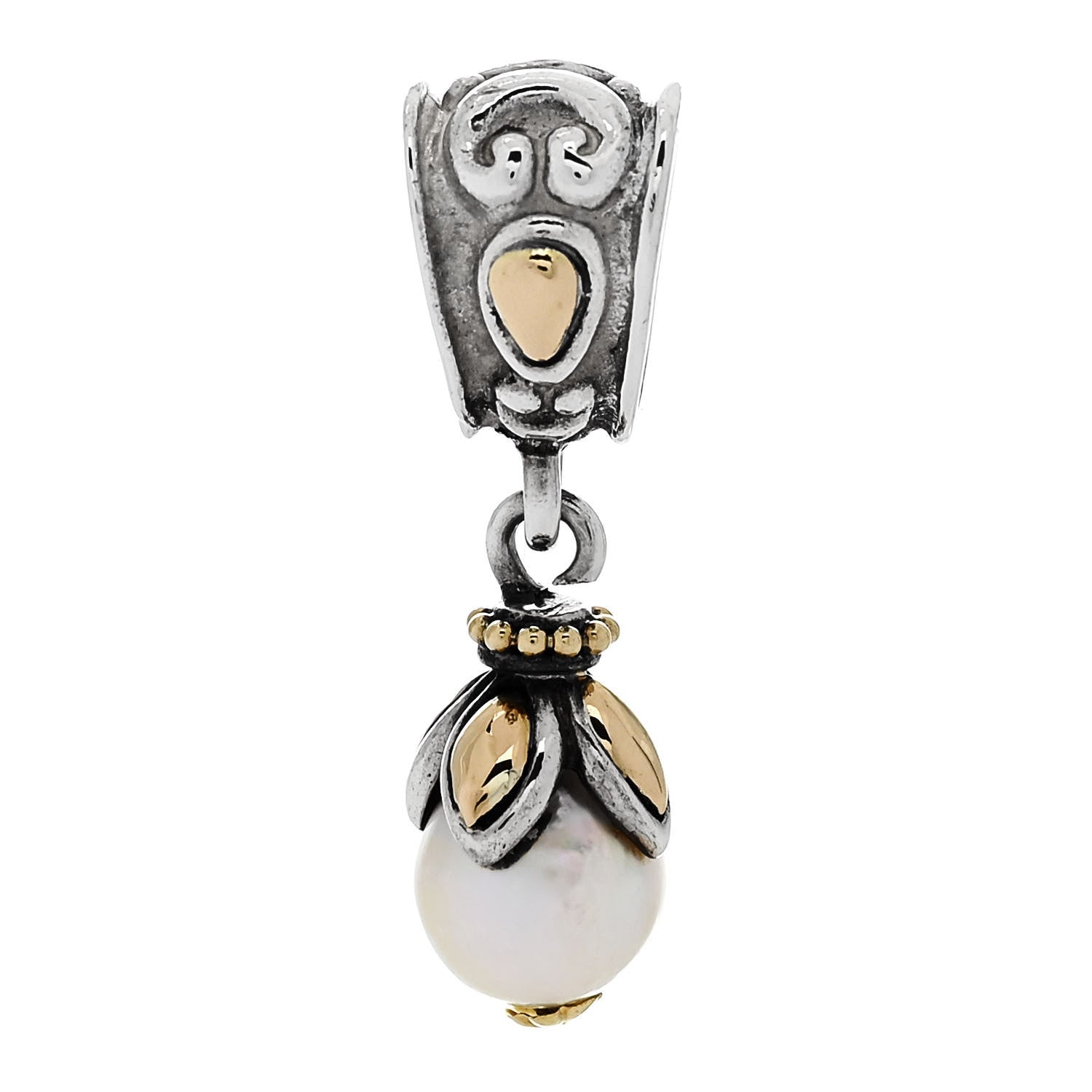 John Hardy Sterling Silver 18K Yellow Gold Freshwater Cultured Pearl Pendant 1 of 5