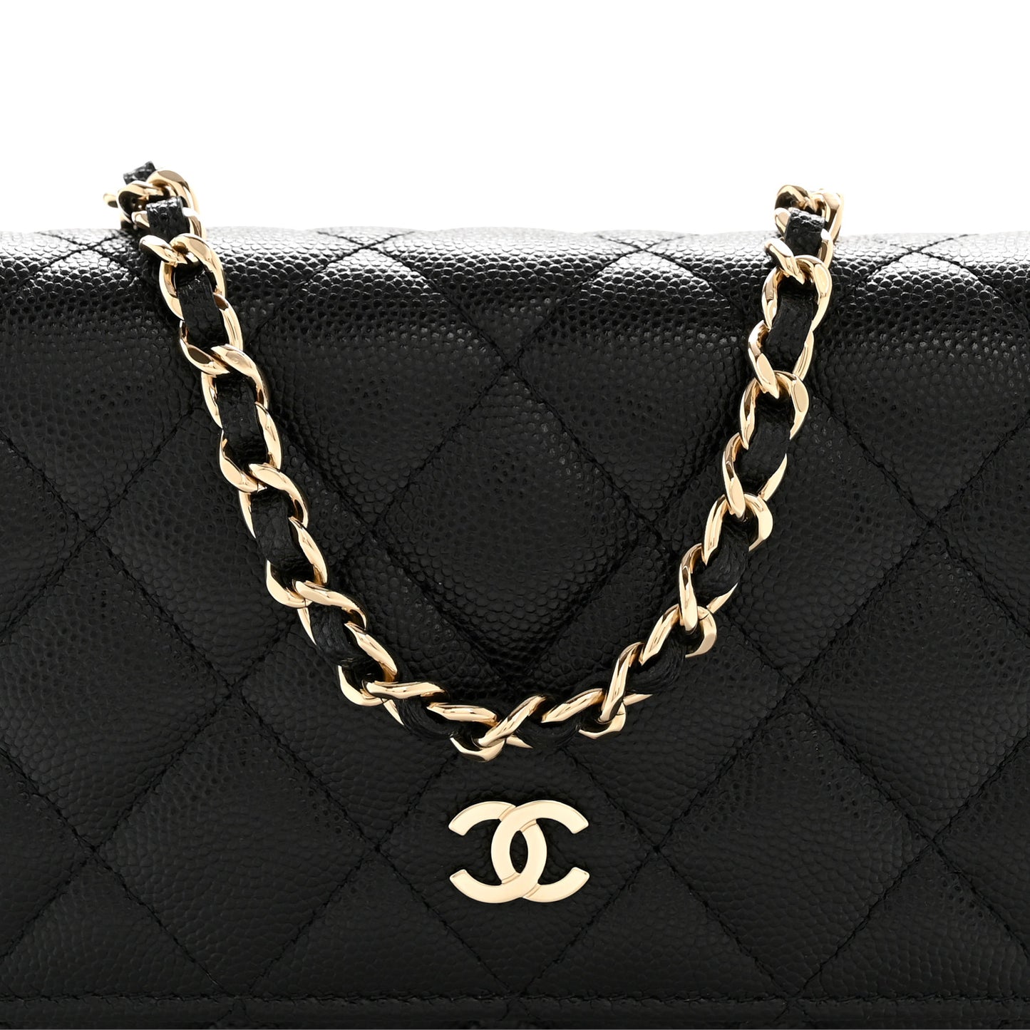 Caviar Quilted Mini Wallet On Chain WOC Black