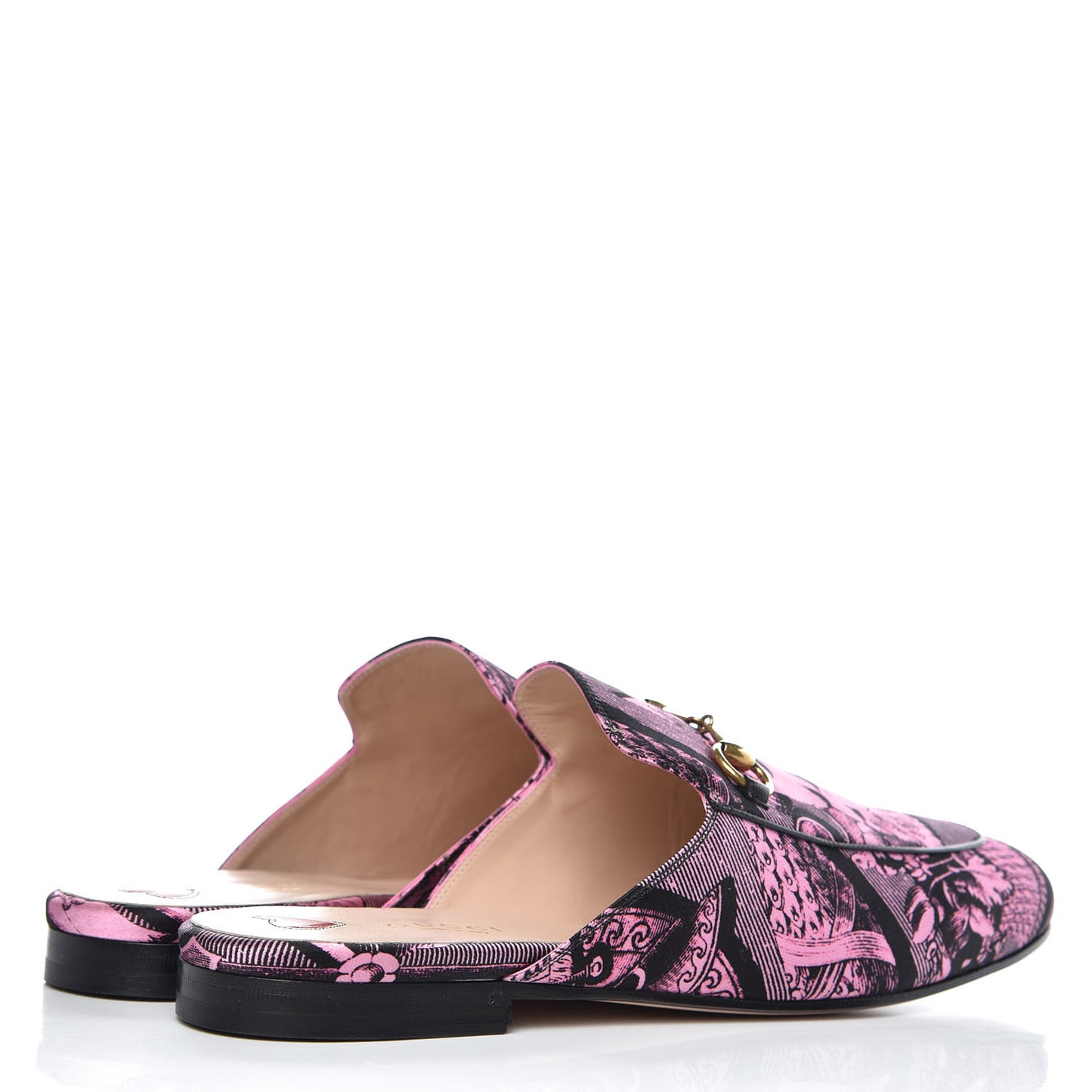 Silk Satin Saint Romain Womens Princetown Slippers 39.5 Pink Black