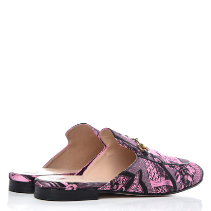Gucci Silk Satin Saint Romain Womens Princetown Slippers 39.5 Pink Black 4 of 10