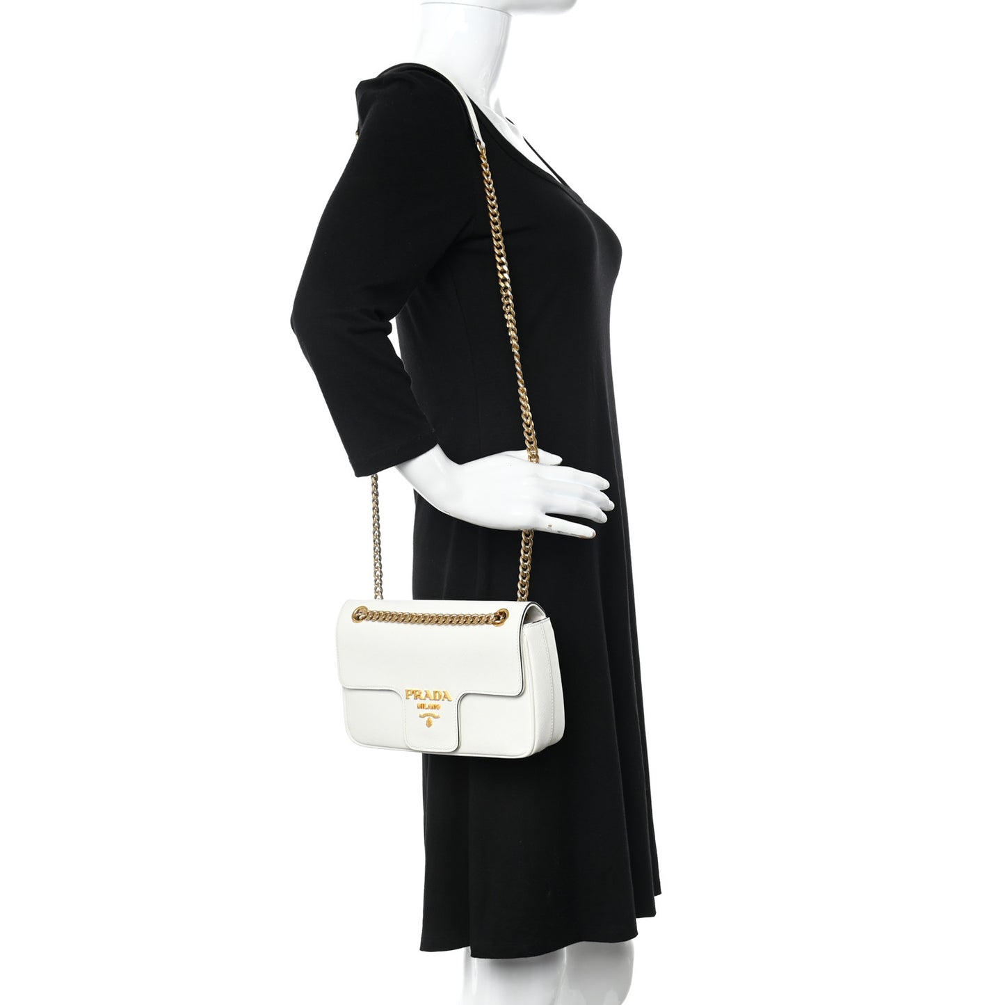 Saffiano Flap Shoulder Bag Bianco