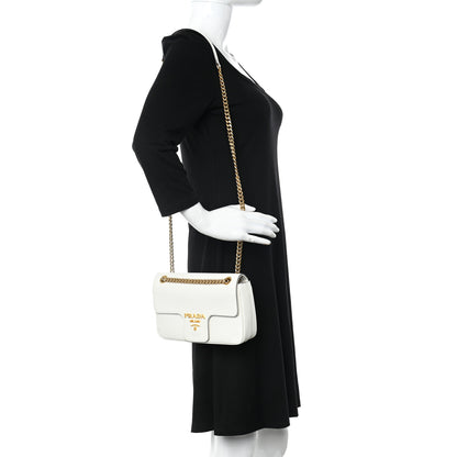 Prada Saffiano Flap Shoulder Bag Bianco 2 of 13