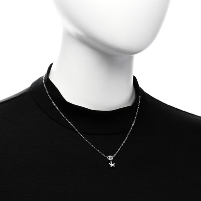 Gucci 18K White Gold Diamond GG Flora Pendant Necklace 2 of 6