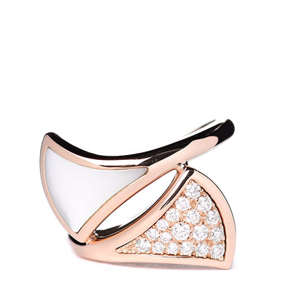 Bulgari 18K Rose Gold Mother of Pearl Diamond Divas' Dream Ring 54 6.75 1 of 6