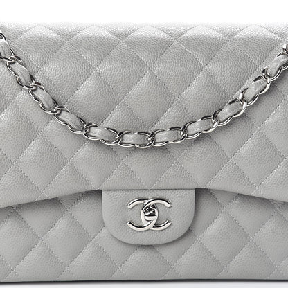 Chanel Caviar Quilted Jumbo Double Flap Light Grey 8 of 11