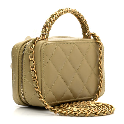 Chanel Lambskin Quilted Chain Top Handle Vanity Case Light Green 2 of 8