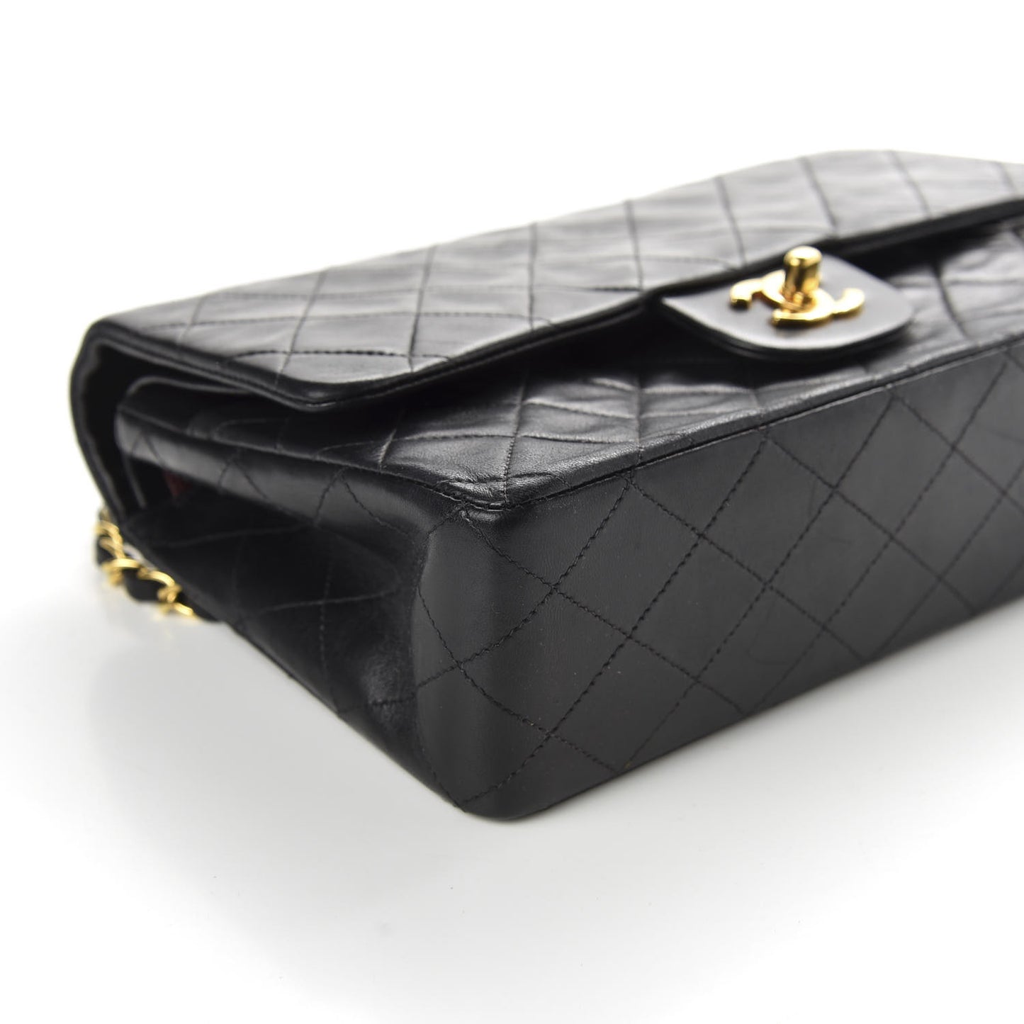 Lambskin Quilted Medium Double Flap Black
