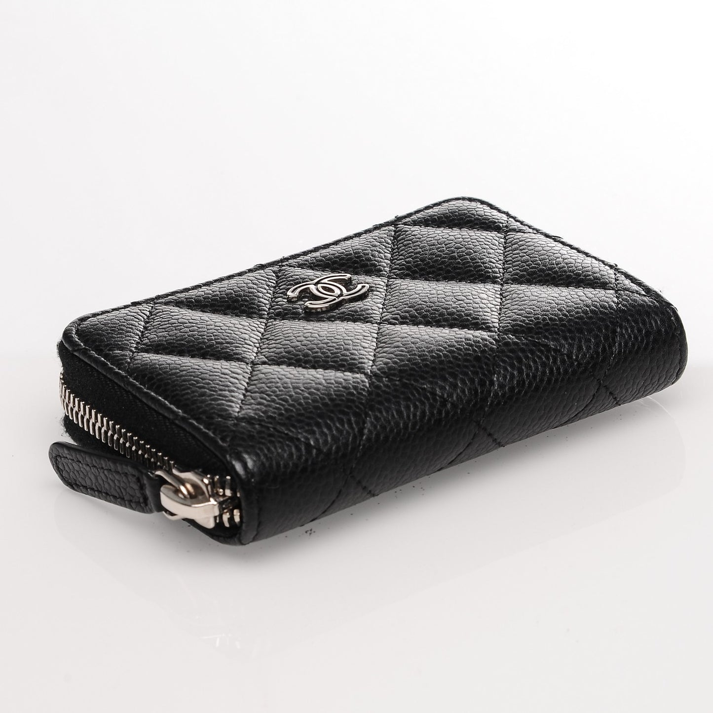 Caviar Quilted Zip Coin Purse Black