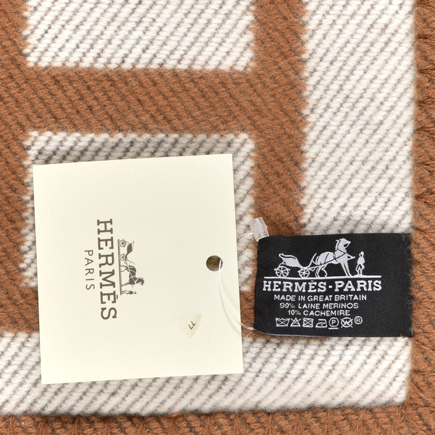 Hermes Wool Cashmere Avalon Blanket Ecru Camel 3 of 3