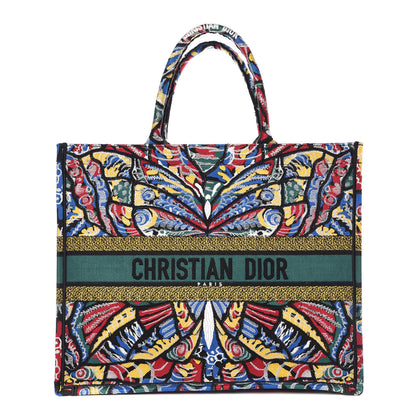 Christian Dior Canvas Embroidered Butterfly Book Tote Black Multicolor 1 of 10