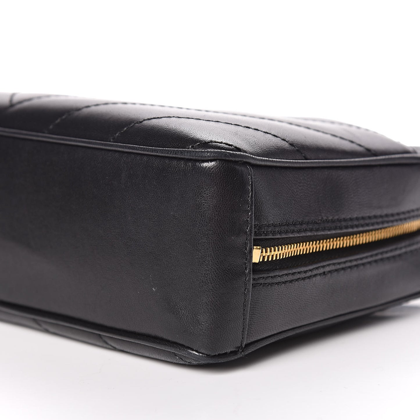 Lambskin Chevron Quilted Camera Case Black