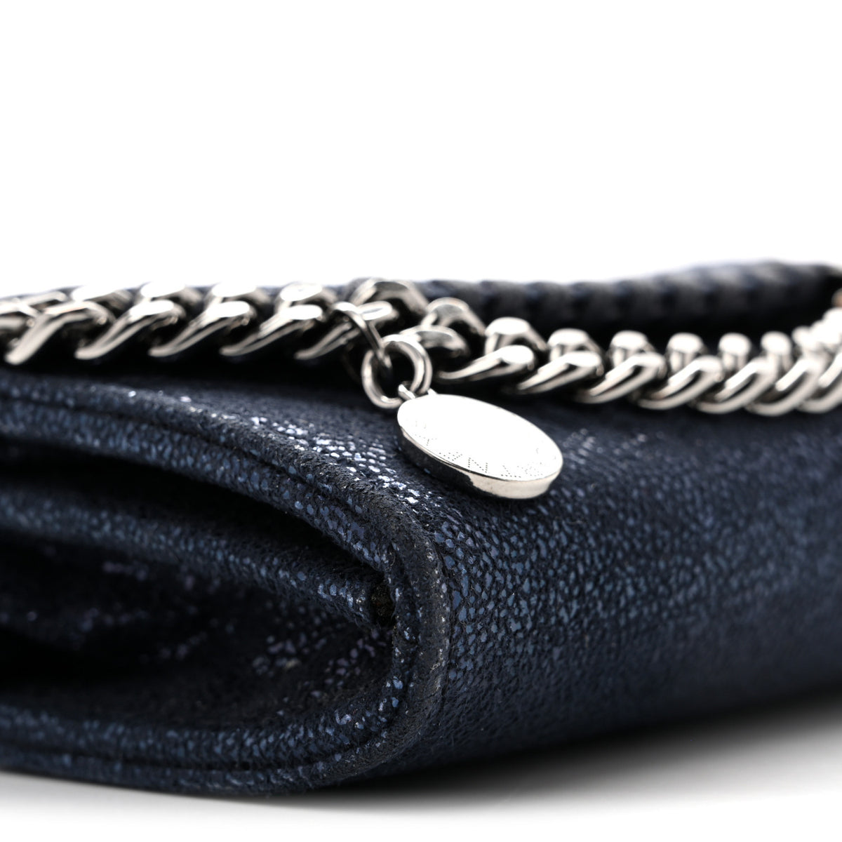 Metallic Shaggy Deer Falabella Small Wallet on Chain Ink