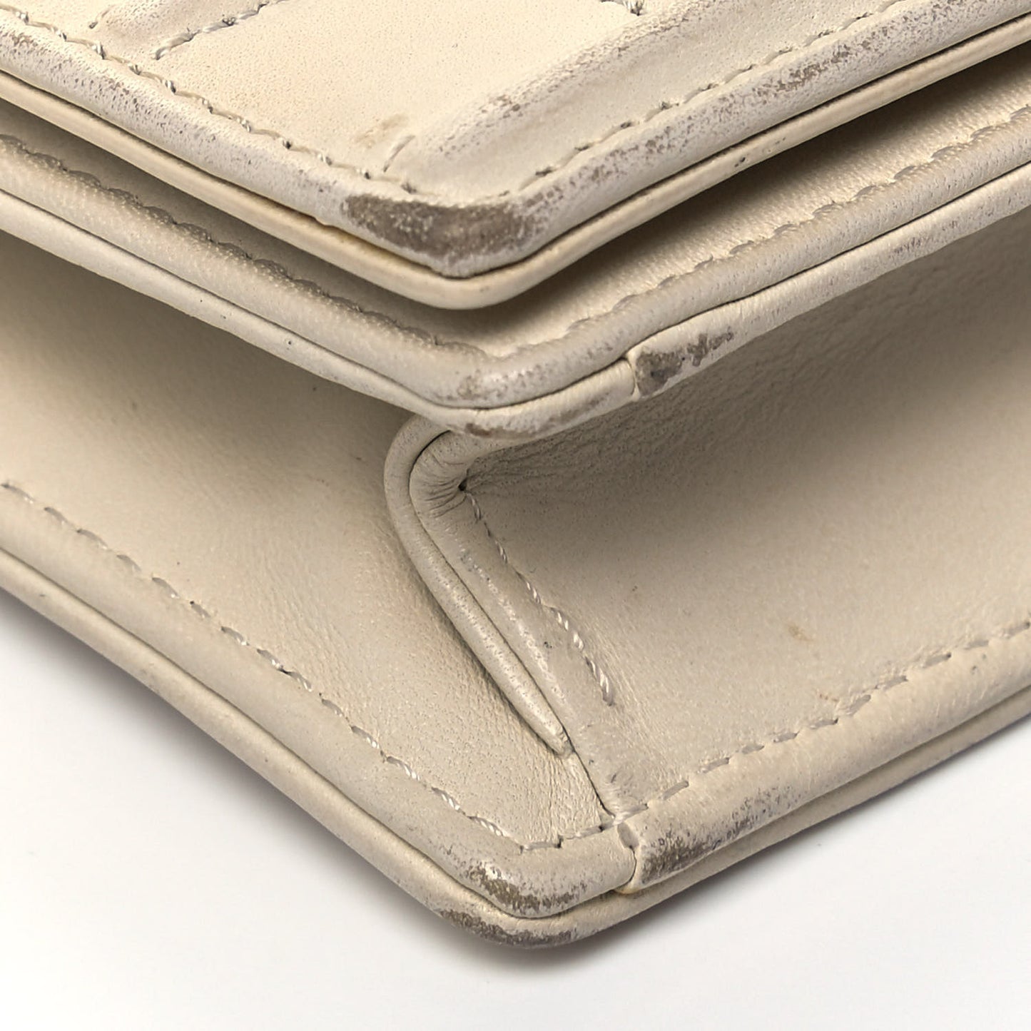 Calfskin Mini Diorama Flap Bag Off White