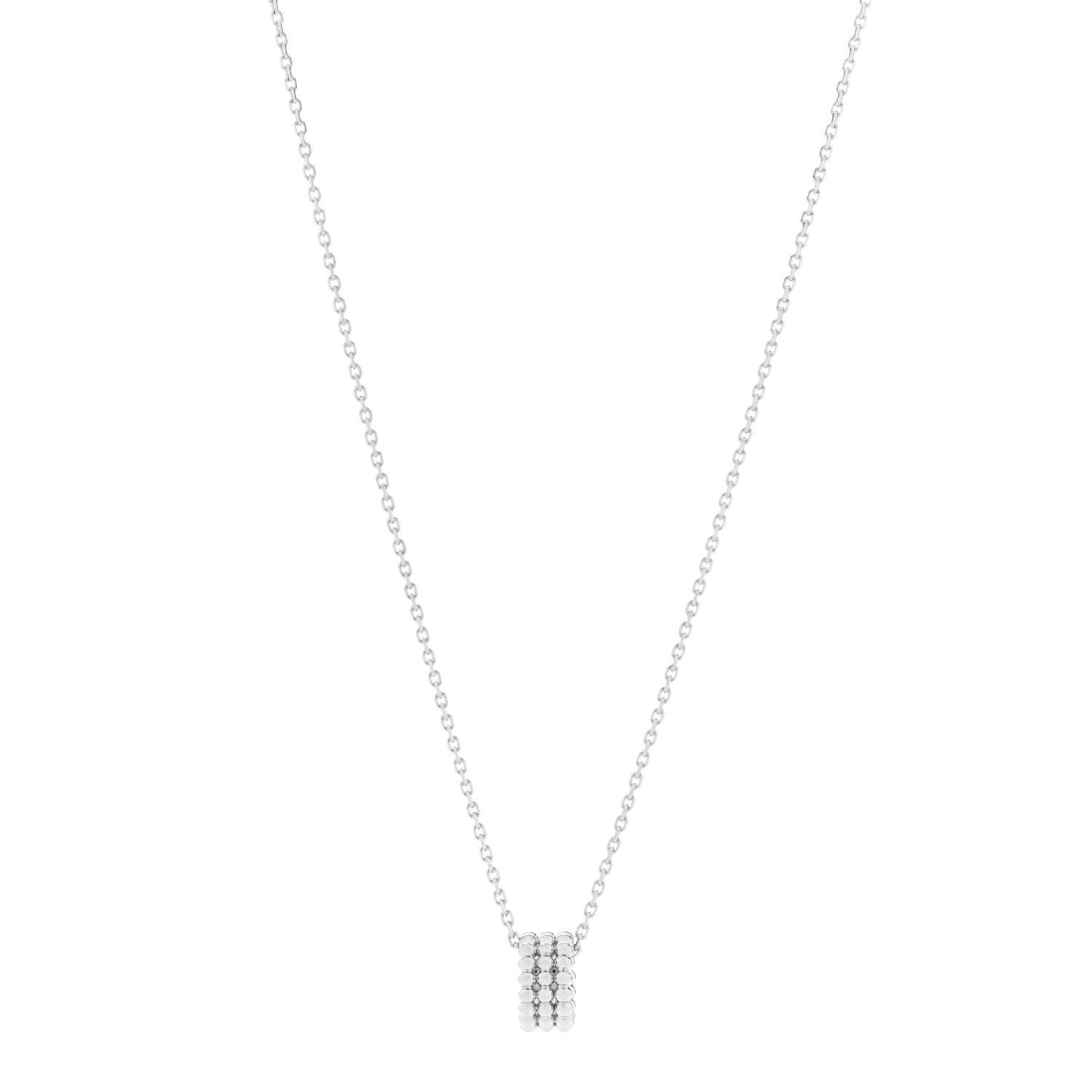 18K White Gold Perlee 3-Row Pendant Necklace