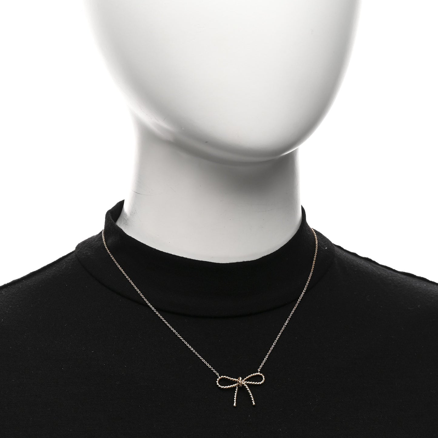 18K Yellow Gold Twist Bow Pendant Necklace