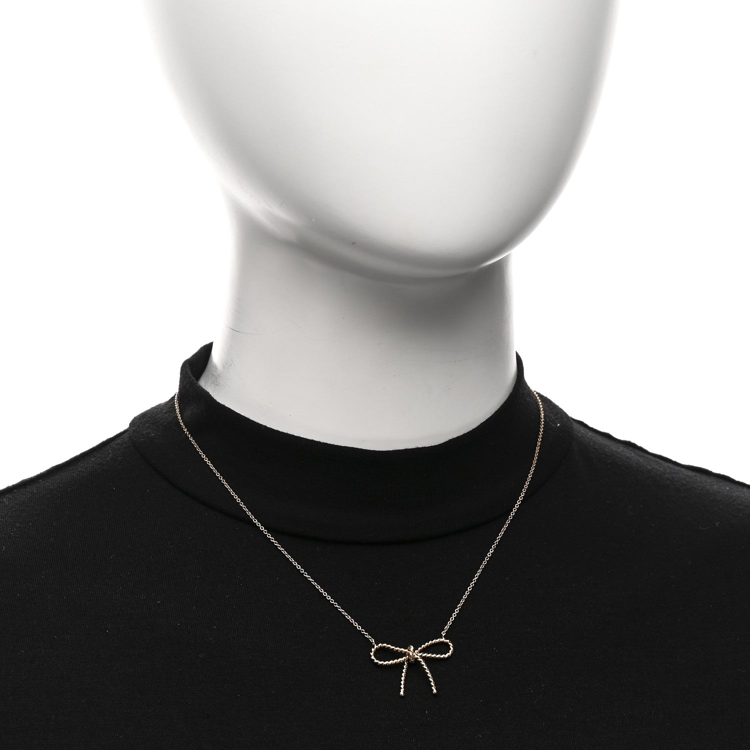 Tiffany 18K Yellow Gold Twist Bow Pendant Necklace 2 of 4