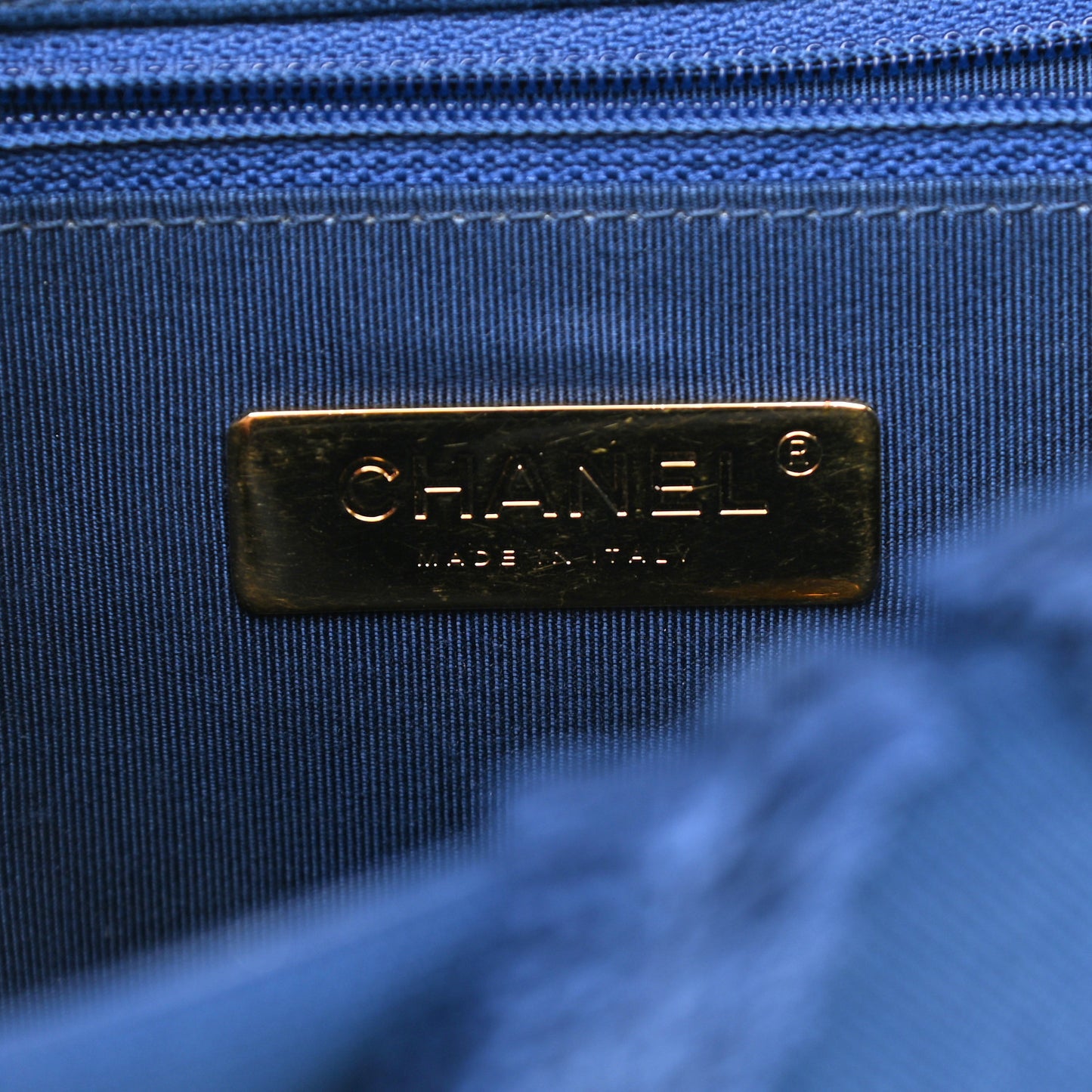 Cotton Canvas Quilted Medium Chanel 19 Flap Navy Blue