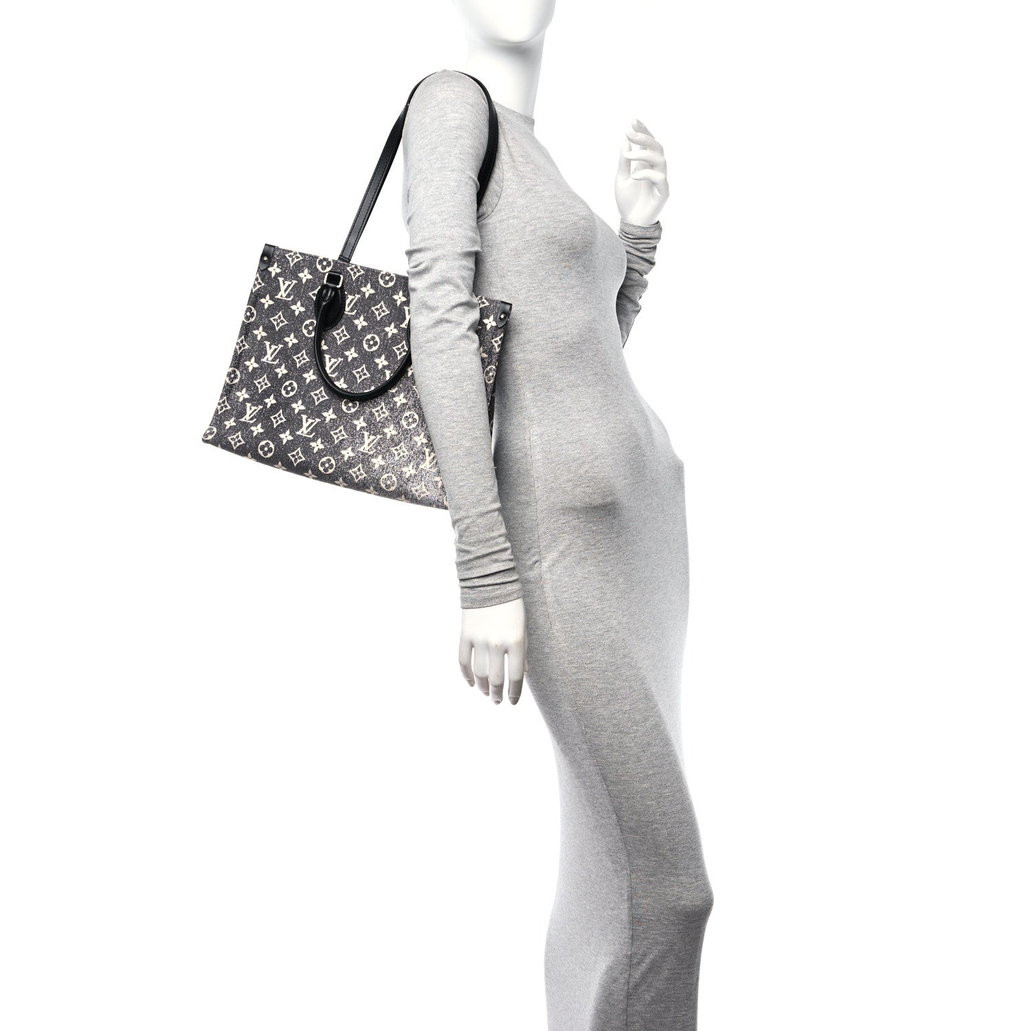 Louis Vuitton Monogram Jacquard Denim Onthego MM Black 2 of 9