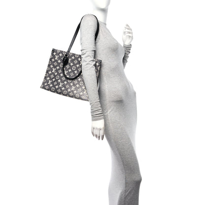 Louis Vuitton Monogram Jacquard Denim Onthego MM Black 2 of 9