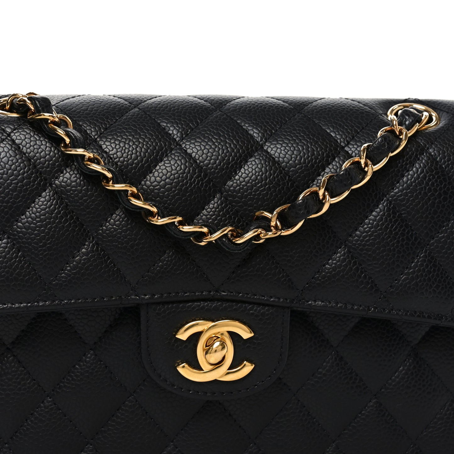 Caviar Quilted Small Double Flap Black