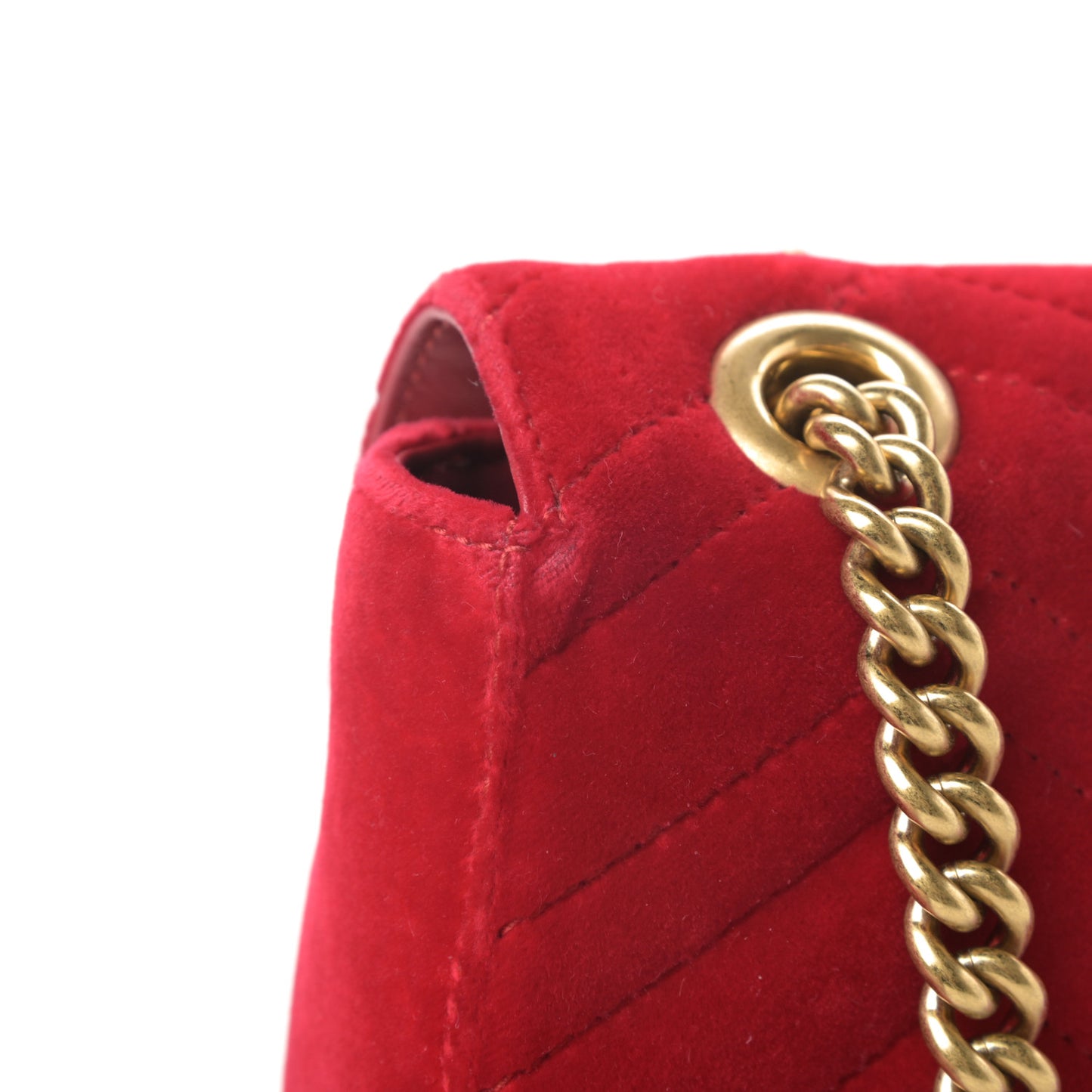 Velvet Matelasse Mini GG Marmont Shoulder Bag Hibiscus Red