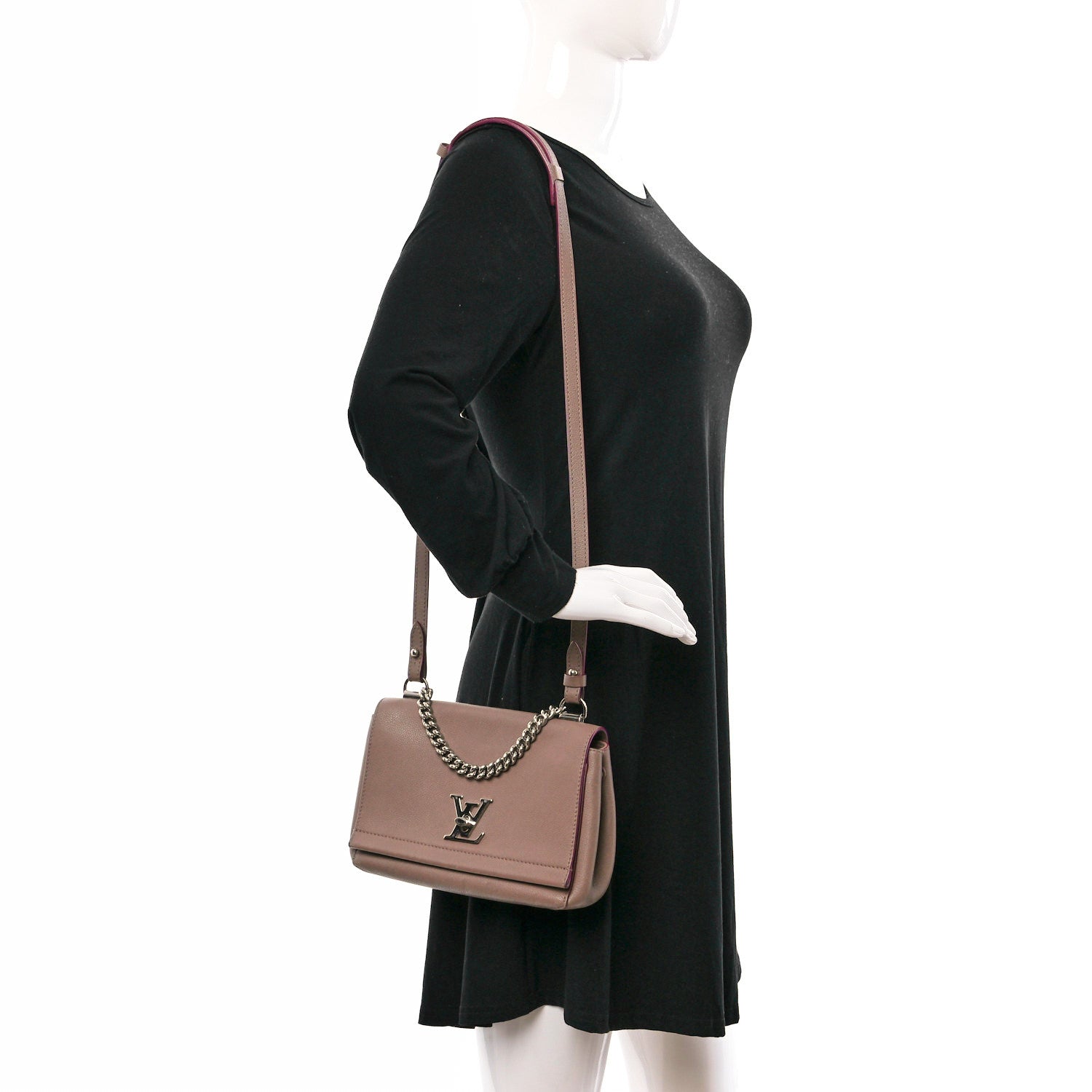 Louis Vuitton Soft Calfskin Lockme II Top Handle Taupe Glace 2 of 9
