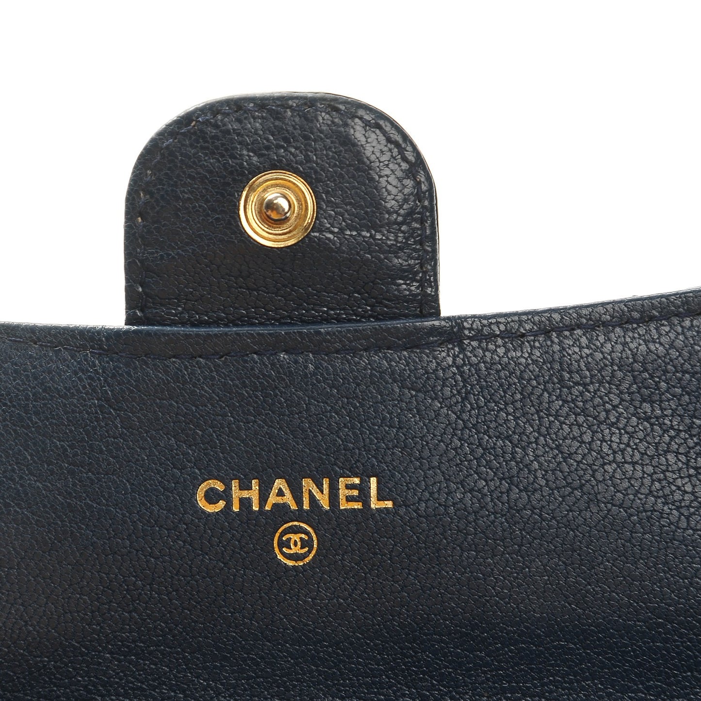 Patent Goatskin Quilted Small CC Eyelet Wallet On Chain WOC Blue