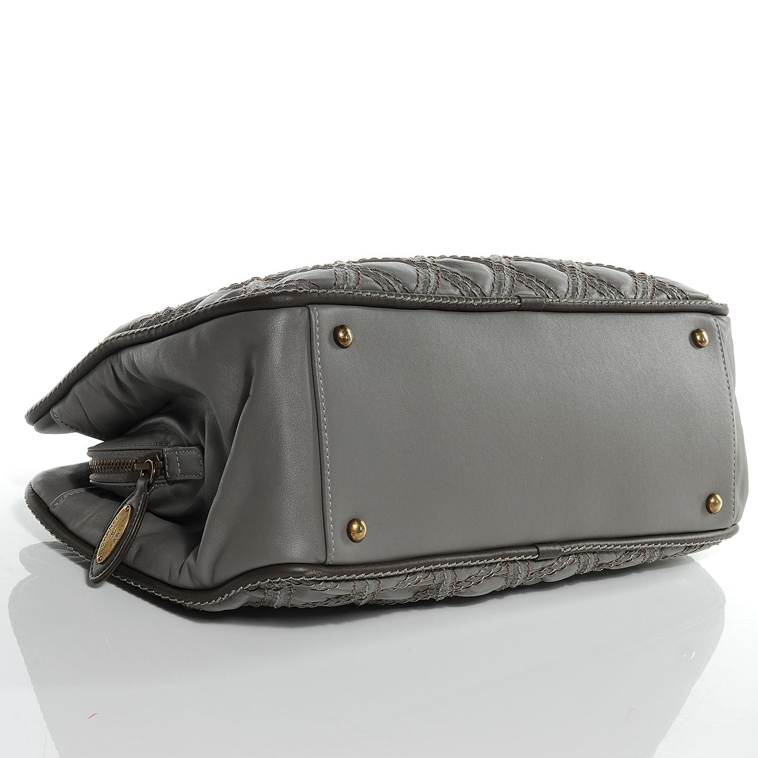 Chanel Calfskin Quilted Stitch Triptych Tote Grey 4 of 8