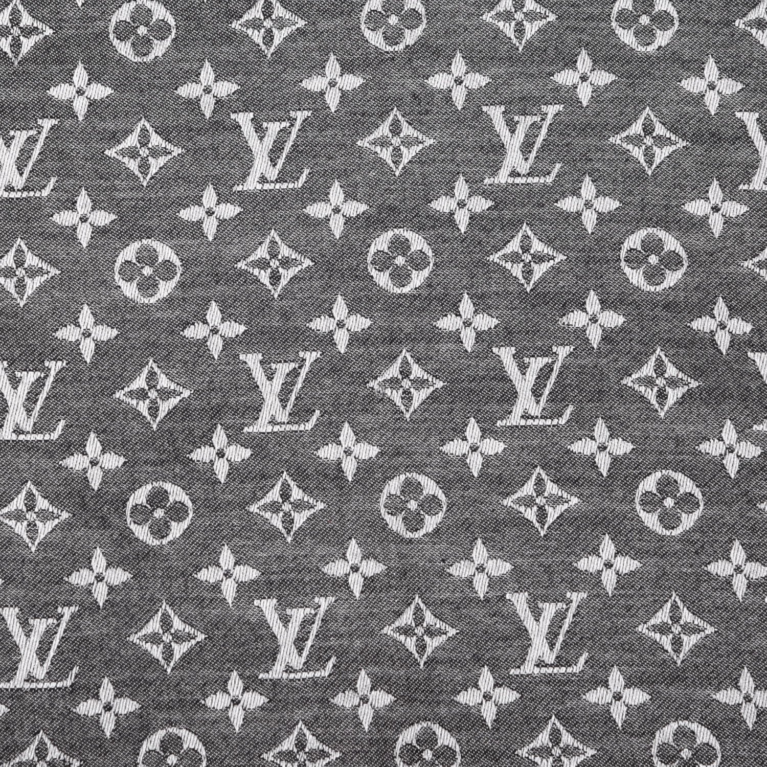 Louis Vuitton Silk Wool Monogram Denim Shawl Black 2 of 4