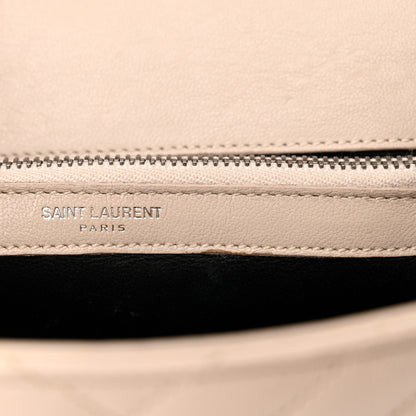 Saint Laurent Sheepskin Matelasse Chevron Monogram Medium College Bag Dark Beige 16 of 16