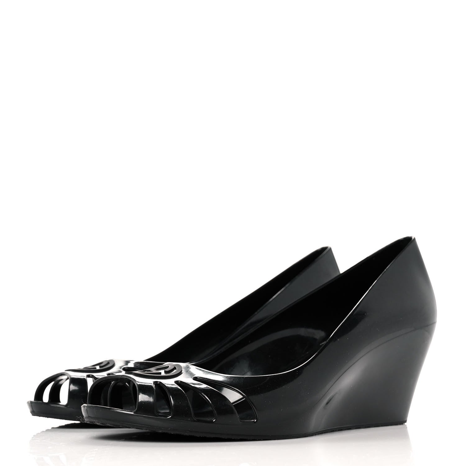 Gucci Rubber Jelly Marola Wedges 39 Black 3 of 7
