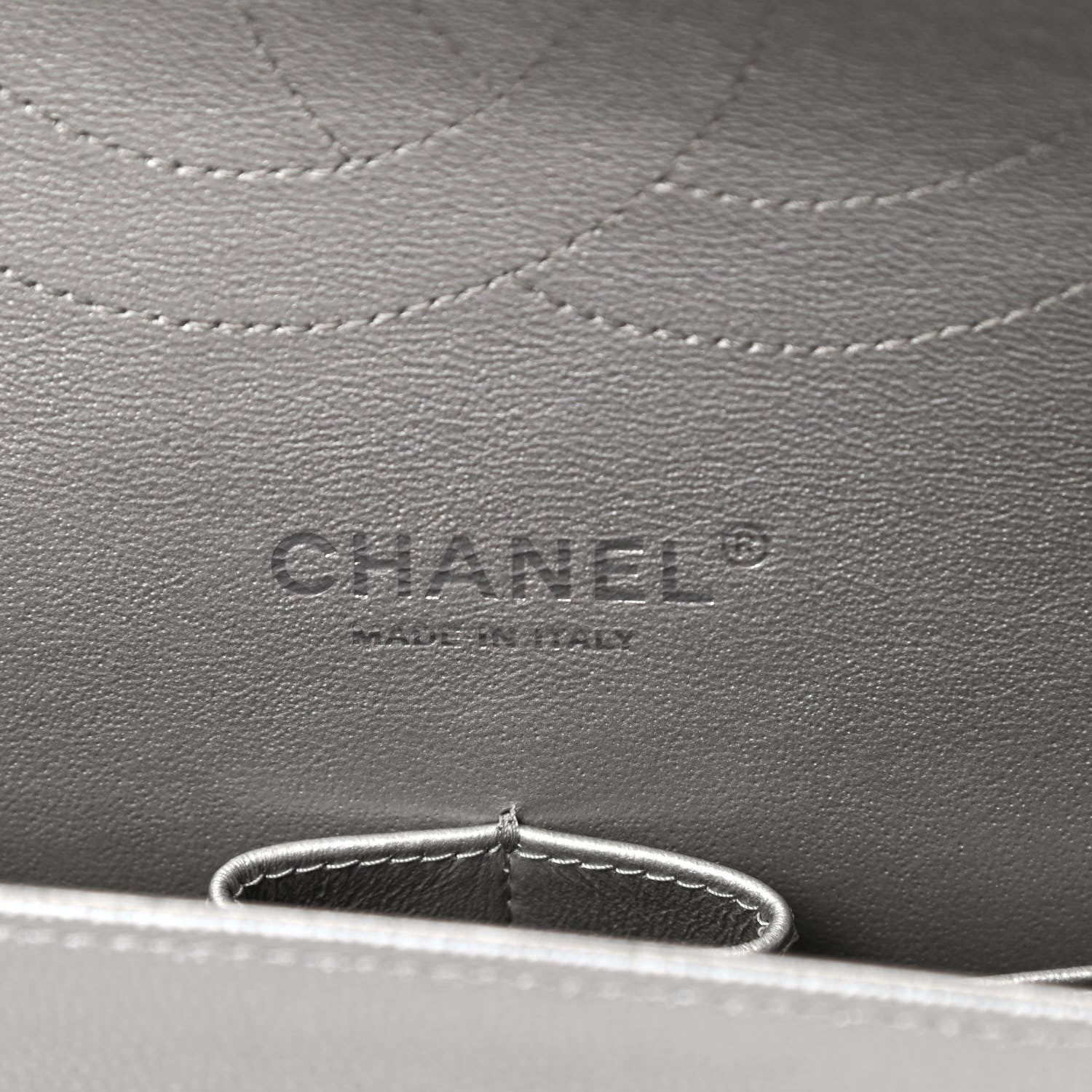 Chanel Metallic Caviar Chevron Quilted Jumbo Double Flap Silver 7 of 12