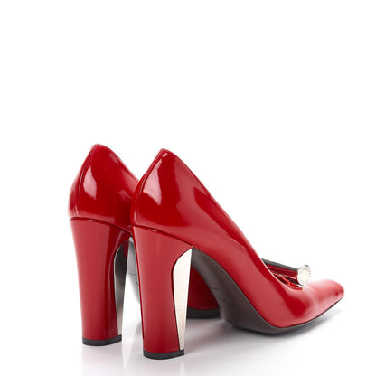 Louis Vuitton Patent Pumps 38.5 Red Silver 4 of 15