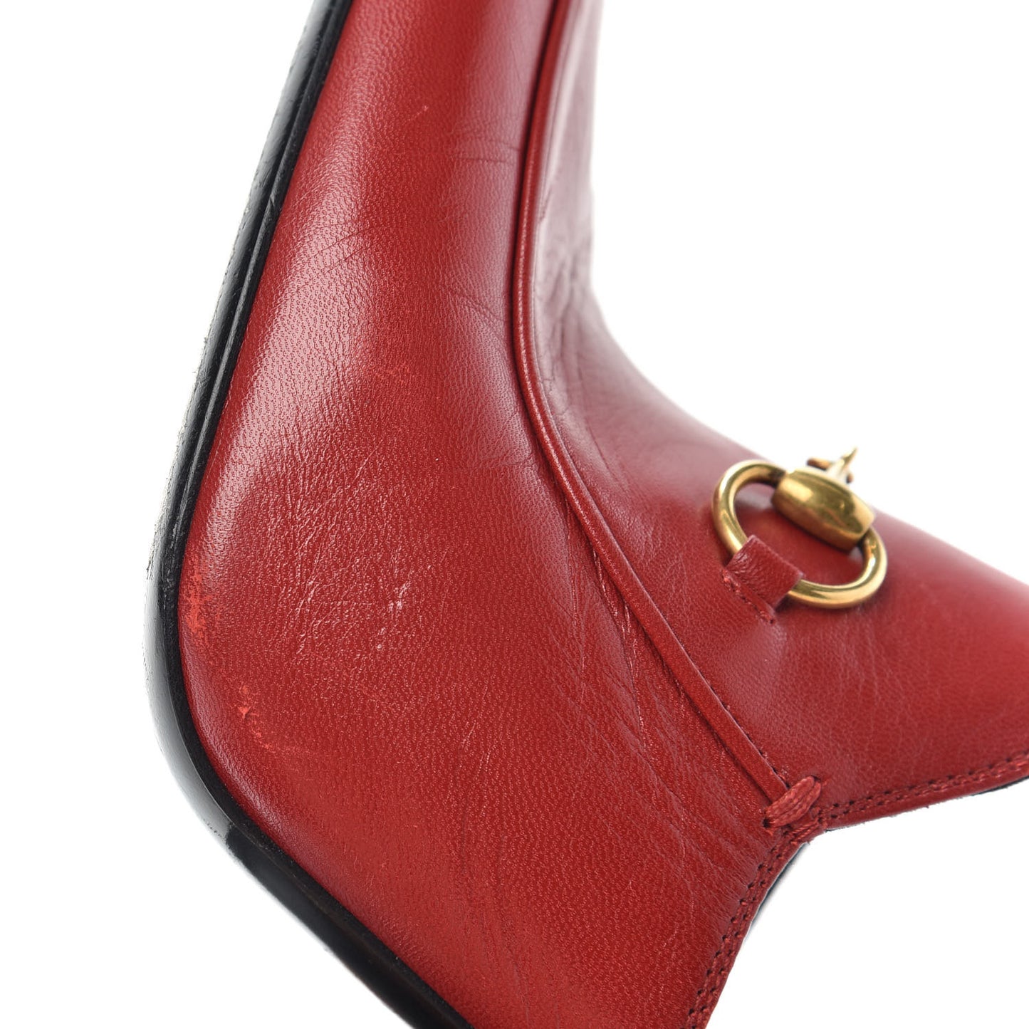 Malaga Kid Horsebit Princetown High Heel Mules 37.5 Hibiscus Red