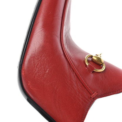 Gucci Malaga Kid Horsebit Princetown High Heel Mules 37.5 Hibiscus Red 8 of 10