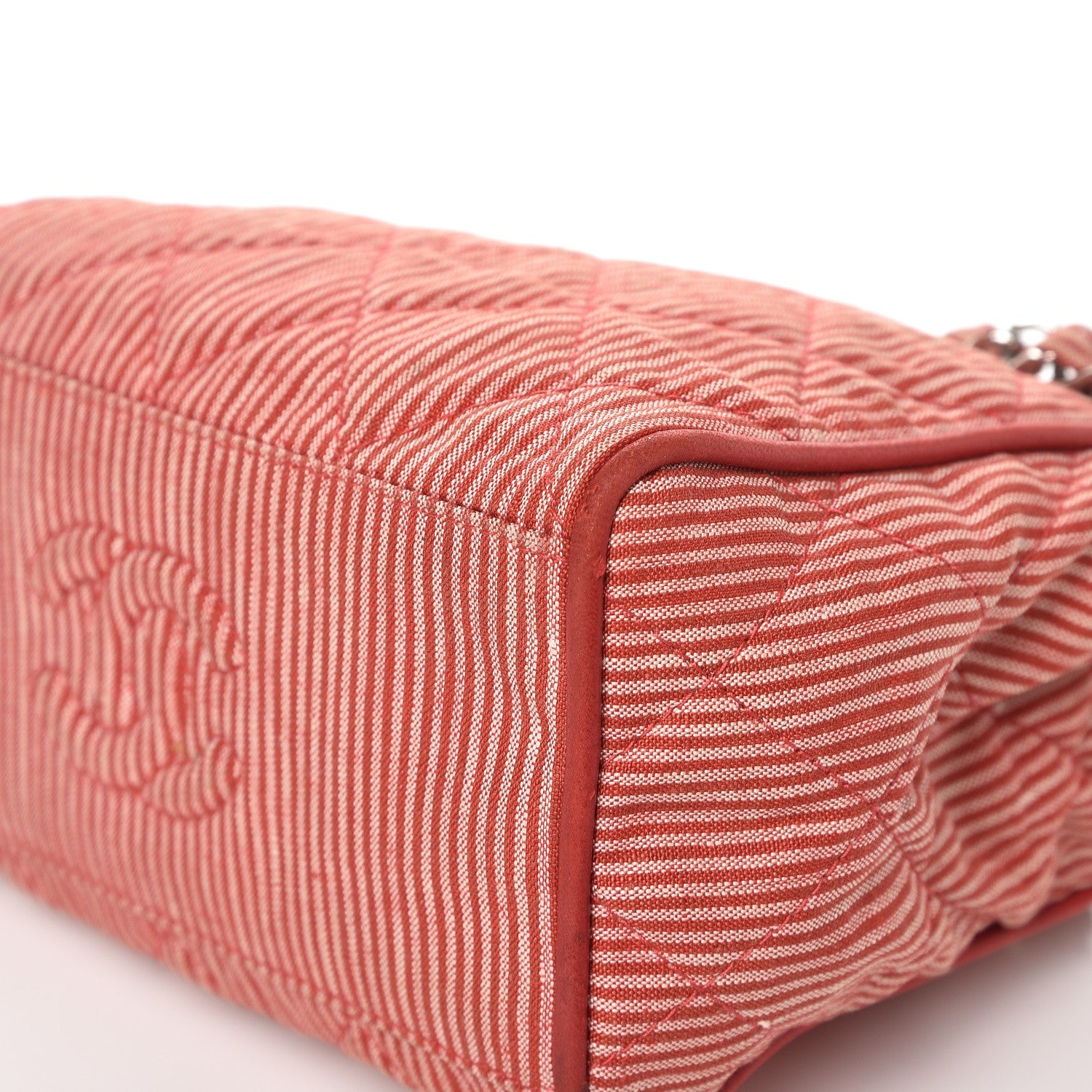 Chanel Toile Striped Quilted Mini Shoulder Bag Red 11 of 16