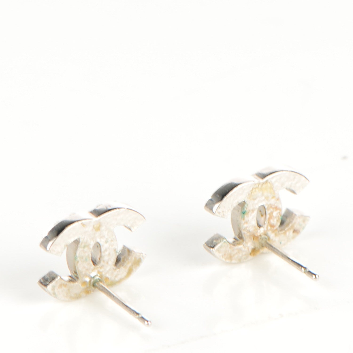 Chanel Crystal Timeless CC Earrings Silver 3 of 6