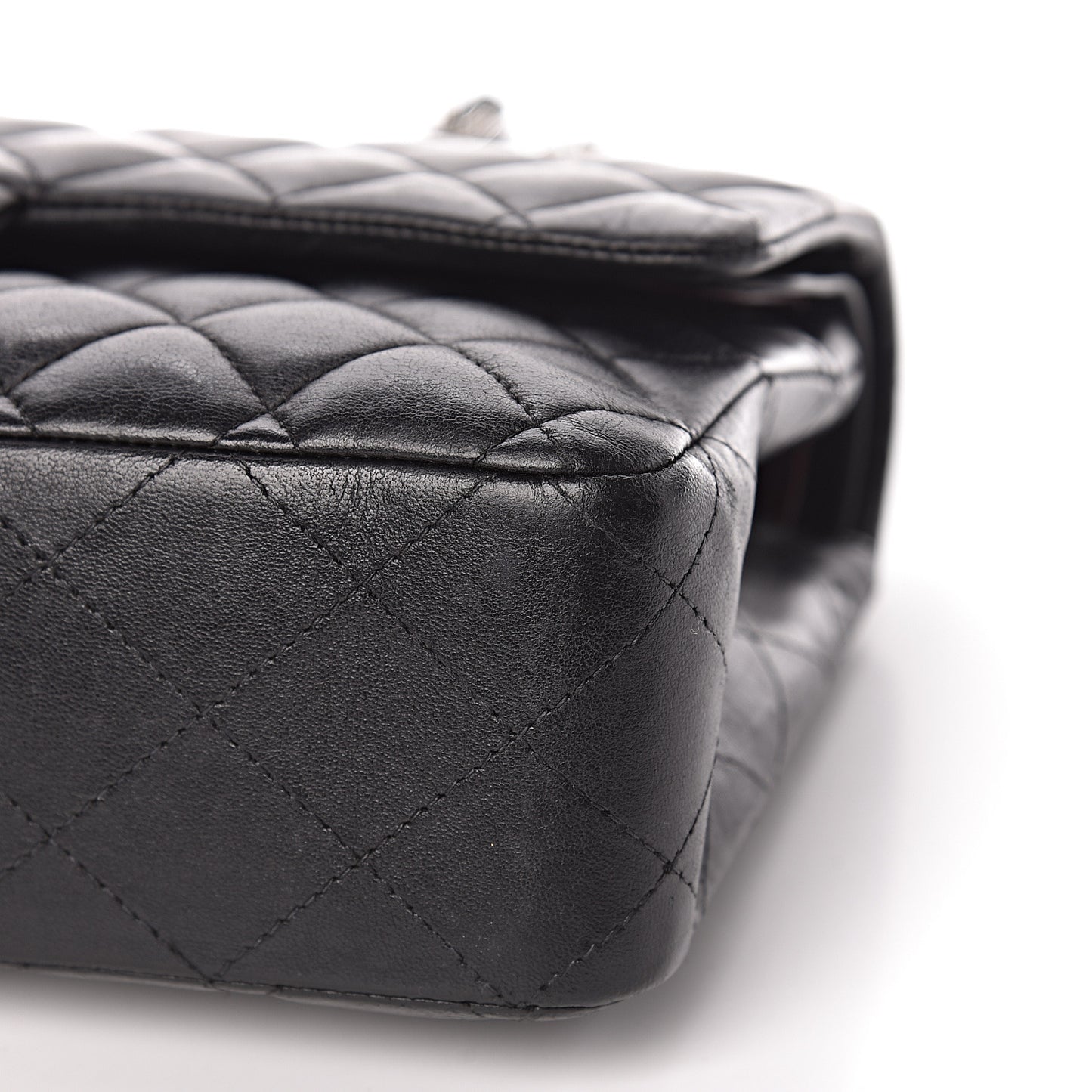 Lambskin Quilted Medium Double Flap Black