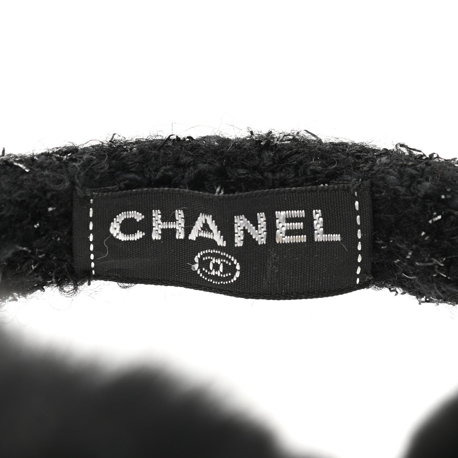 Chanel Fur Tweed Pearl Ear Muffs Black 4 of 7