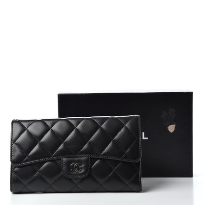 Chanel Lambskin Quilted Large Flap Wallet Black 8 of 8