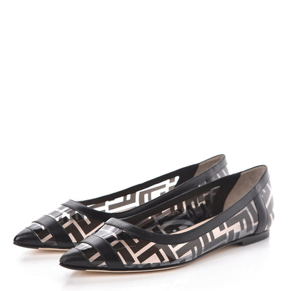 Fendi PVC Calfskin FF Colibri Ballerina Flats 39.5 Black 3 of 8
