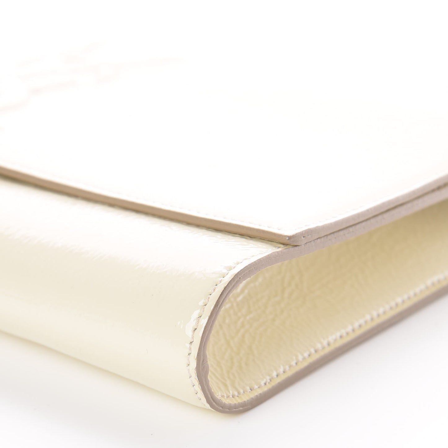 Textured Patent Calfskin Large Belle De Jour Clutch Ivory